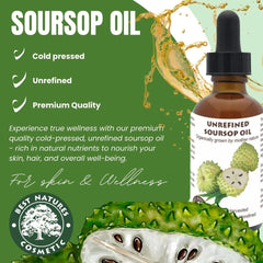 Best Nature's Cosmetics Virgin Soursop Oil amber glass bottle highlights purity