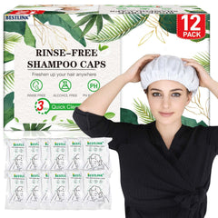 BestLink shampoo caps no rinse pack twelve for quick bedside cleansing.