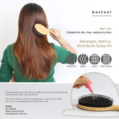 BESTOOL Hair Brush Detangling Action demonstrates faster glide through curls