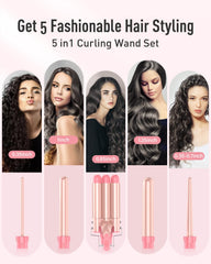 BESTOPE PRO Waver interchangeable-wands for quick, varied curl styles.