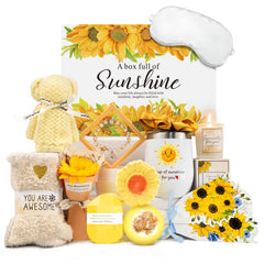 Betem sunflower gift basket wrapped, a cheerful present to brighten her day