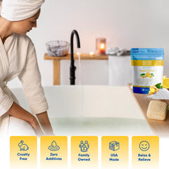 Better Bath Better Body epsom salts crystals with visible minerals for a soothing soak.