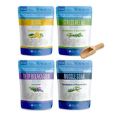 Better Bath Better Body bath salts sampler box front, relaxing four blends.