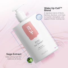 Better Not Younger Wake Up Call shampoo lather action demonstrates gentle cleansing