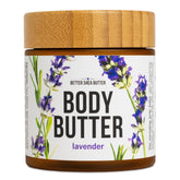 Better Shea Butter Lavender Body Butter jar showing whipped texture for hydration.