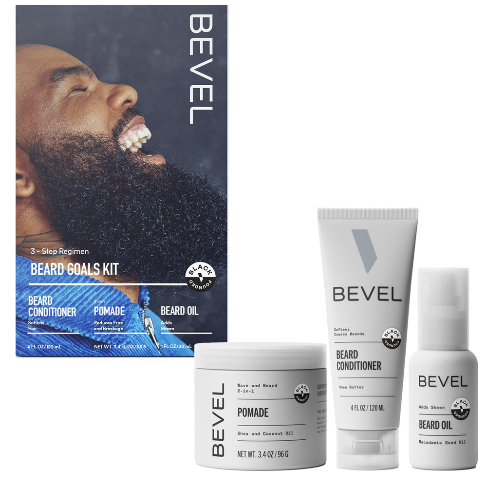 Bevel beard grooming kit packaging, travel-ready for daily grooming on the go.
