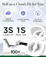 BEYELIAN applicator included demonstrates precise placement for quick, glue-free lash application.