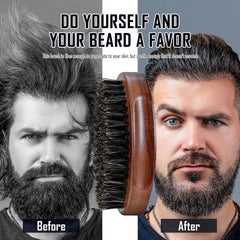BFWood oval-handle beard brush provides comfortable palm grip during daily grooming.