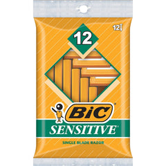 BIC single blade sensitive skin shaver handle with easy grip for precise daily shaving.