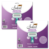 BIC Soleil 5 Sensitive razor with teal-pink handle for smooth, controlled shaving.
