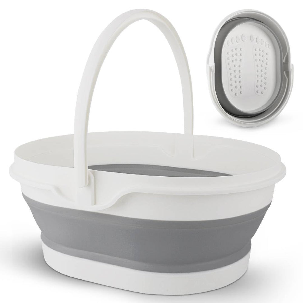 Bidful collapsible foot tub close-up for portable home spa relaxation.