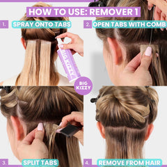 Big Kizzy Remover 1 weft soaking spot highlights loosened adhesive.