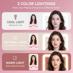 BIKCANP LED mirror with three-color mode for accurate makeup lighting