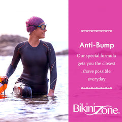 Bikini Zone gel applied to bikini area for precise shaving.