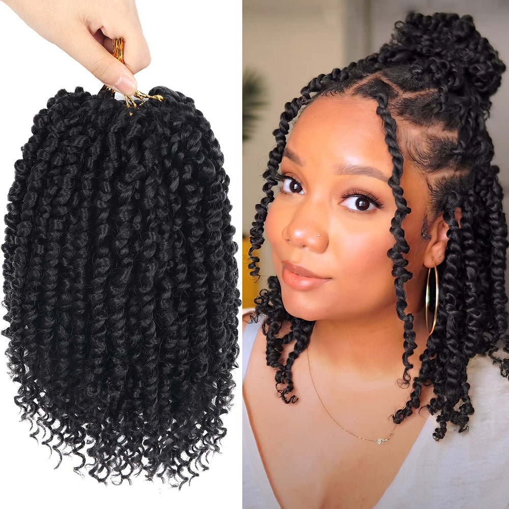 Bileaf Passion Twist crochet hair 10in front view for quick lightweight installation.