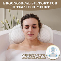 Binobella Bath Pillow features 4D air mesh for breathability and quick drying.