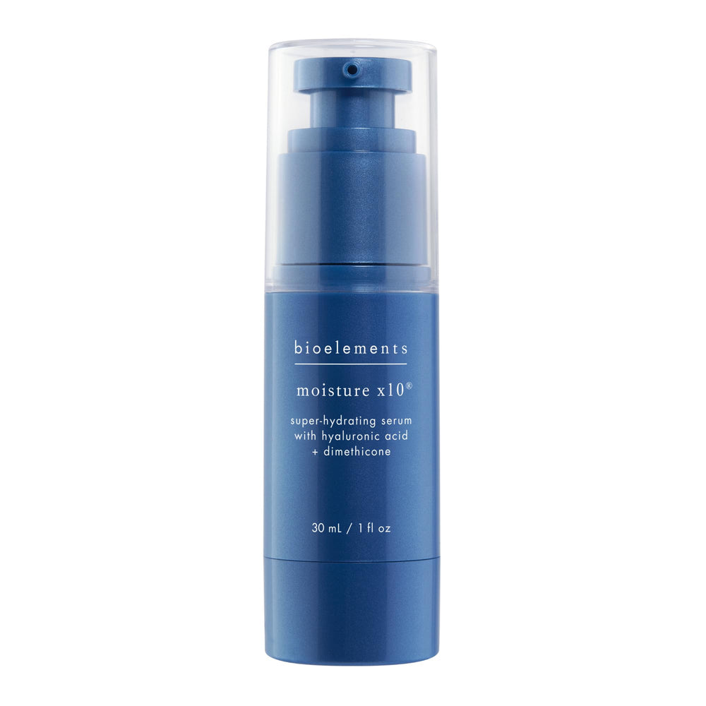 Bioelements Moisture x10 bottle front showing hydrating serum for dry skin
