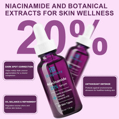 Bioglossy Niacinamide Serum droplet on skin suggests quick absorption.