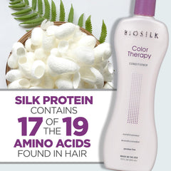 Close-up of BioSilk silk proteins in Color Therapy for stronger, softer hair.