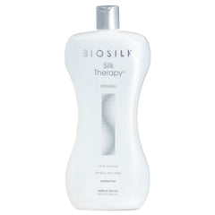 BioSilk Silk Therapy Original bottle front highlights shine-boosting leave-in treatment.