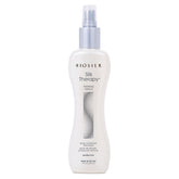 BioSilk Silk Therapy Thermal Shield bottle highlights heat protection and radiant shine for easy styling