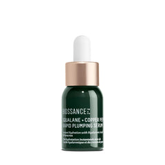 Biossance Squalane + Copper Peptide serum bottle closeup showing hydrating glow.
