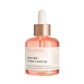 BIOSSANCE Squalane + Vitamin C Rose Oil bottle closeup hints at instant radiance