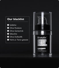 Biotulin Supreme Skin Gel tube close-up shows smooth gel texture.