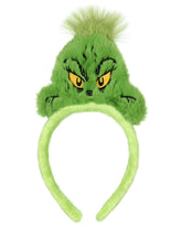 Bioworld Grinch headband worn on model for festive cosplay and character charm