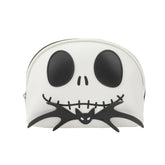 Bioworld Nightmare Before Christmas Jack Skellington white cosmetic bag front view for stylish travel storage