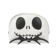 Bioworld Nightmare Before Christmas Jack Skellington white cosmetic bag front view for stylish travel storage