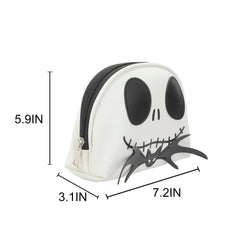 Bioworld Nightmare Before Christmas Jack Skellington white cosmetic bag top zip closure