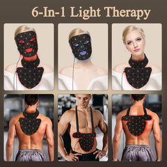 biuufish red-light mask neck application targets neckline with even light distribution.