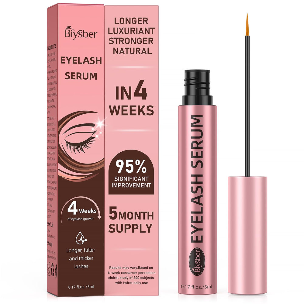 BIYSBER lash serum bottle closeup showing premium lash growth formula