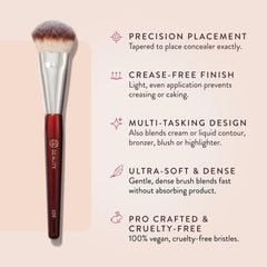 BK Beauty 109 Mini Contoured Foundation brush soft fiber detail for gentle blending.