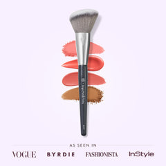 BK Beauty Angie A507 angled brush on cheek demonstrates seamless blend and natural finish.
