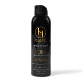 Black Girl Sunscreen Make It Glow spray bottle showing clear, lightweight SPF 30 protection for face and body.