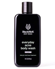 Black Wolf salicylic acid body wash bottle—deep cleansing for clearer skin pores.