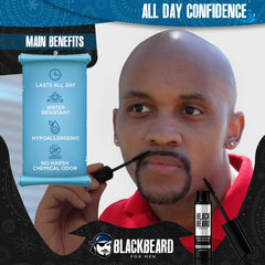 Blackbeard for Men mustache color brush enables quick on-the-go use.