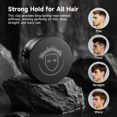 BlackMask Hair Clay matte finish close-up reveals firm hold and natural look.
