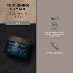 Blackstone thickening pomade hair texture close-up highlights volume for enhanced body.