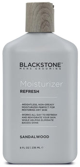 Blackstone Refresh Facial Moisturizer bottle highlights lightweight hydration for dry skin