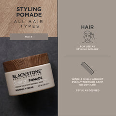 Blackstone pomade medium-hold hands demonstrating easy styling.