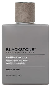 Blackstone Sandalwood Oud Amber bottle shows warm, lasting fragrance for daily wear.