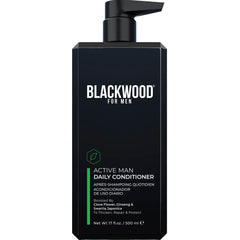 Blackwood For Men Active Man Daily Conditioner bottle shows a daily thickening option for fuller hair.