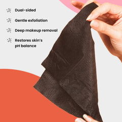 BLAQ facial wipes textured side provides deeper cleansing and gentle exfoliation.