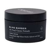 Blind Barber 101 Proof classic pomade bottle showing strong hold for versatile styling