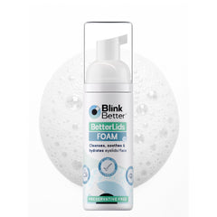BlinkBetter BetterLids bottle with foam pour for gentle eyelid cleansing.
