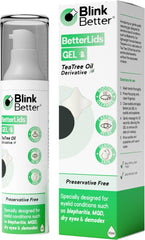 BlinkBetter BetterLids Gel bottle closeup showing gentle eyelid cleanser for daily care