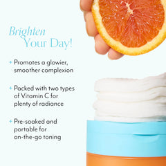 Bliss Bright Idea toner pads close-up reveals vitamin C and peptide blend.